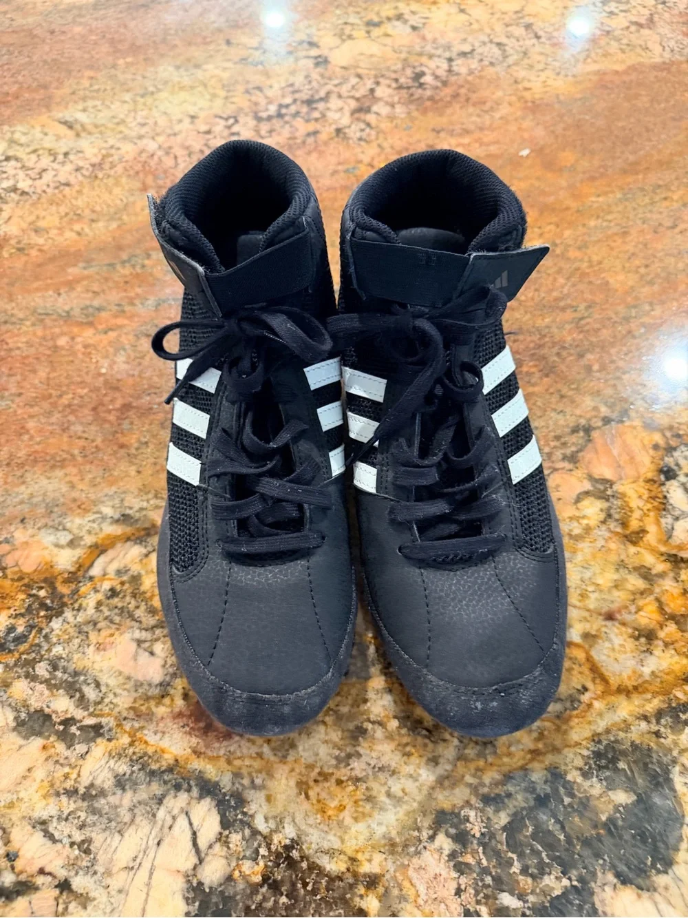adidas PVC Performance Black High-Top Sneakers with White Stripes